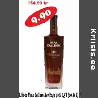 Allahindlus - Liköör Vana Tallinn Heritage 40%,0,5l