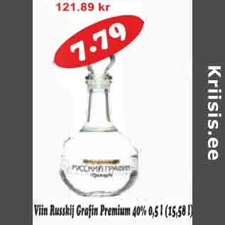 Allahindlus - Viin Russkija Grafin Premium 40%,0,5l