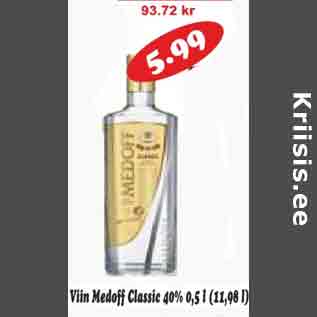 Allahindlus - Viin Medoff Classic 40%, 0,5 l