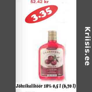 Allahindlus - Jõhvikaliköör 18%,0,5l