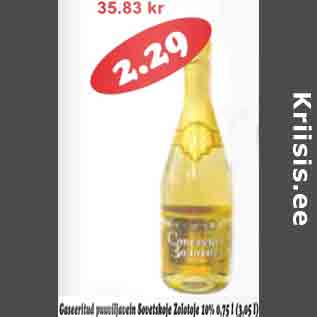 Allahindlus - Gaseeritud puuviljavein Sovetskoje Zolotoje 10%, 0,75 l