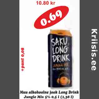 Allahindlus - Muu alkohoolne jook Long Drink Jungle Mix 5%,0,5l