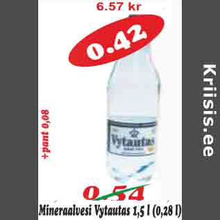 Allahindlus - Mineraalvesi Vytautas 1,5 l