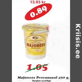 Allahindlus - Majonees Provansaal 430 g, Tarplan