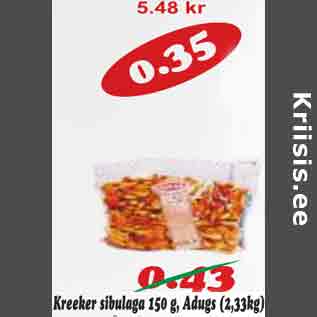 Allahindlus - Kreker sibulaga 150 g,Adugs