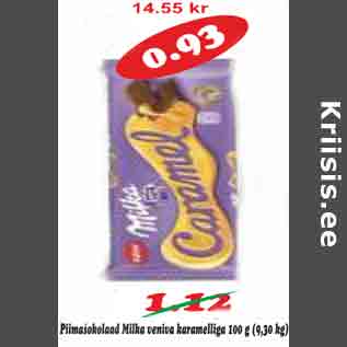 Allahindlus - Piimašokolaad Milka veniva karamelliga 100 g