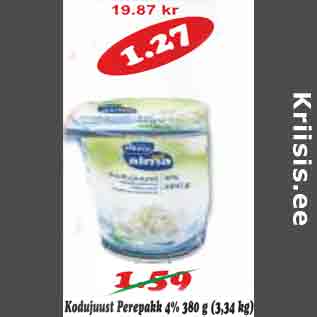 Allahindlus - Kodujuust Perepakk 4%, 380 g