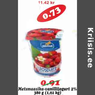 Allahindlus - Metsmaasika-vanillijogurt 2% 380 g