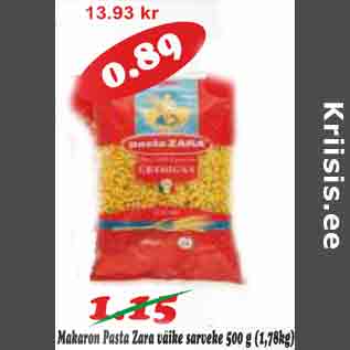 Allahindlus - Makaron Pasta Zara väike sarveke 500 g