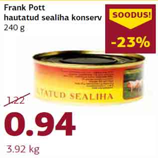 Allahindlus - Frank Pott hautatud sealiha konserv 240 g