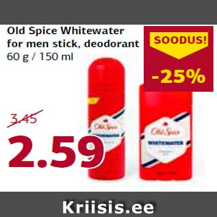 Allahindlus - Old Spice Whitewater for men stick, deodorant