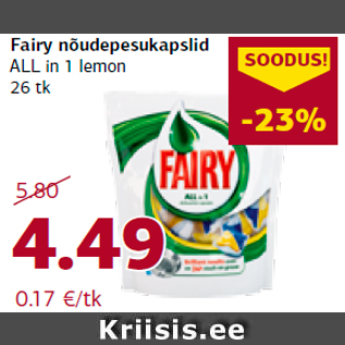 Allahindlus - Fairy nõudepesukapslid
