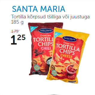 Allahindlus - SANTA MARIA Tortilla kõrpsud tšilliga või juustuga 185 g