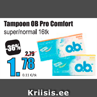 Allahindlus - Tampoon OB Pro Comfort