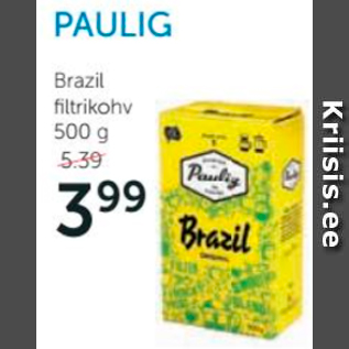 Allahindlus - Paulig Brazil filtrikohv 500 g