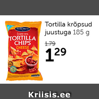 Allahindlus - Tortilla krõpsud juustuga 185 g