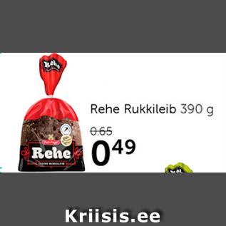 Allahindlus - Rehe Rukkileib 390 g