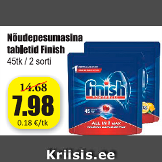 Allahindlus - Nõudepesumasina tabletid Finish