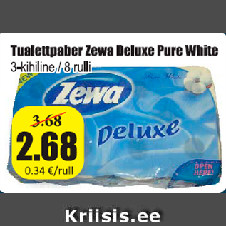 Скидка - Туалетная бумага Zewa Deluxe Pure White