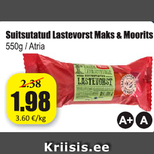 Allahindlus - Suitsutatud Lastevorst Maks & Moorits