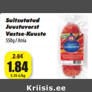 Allahindlus - Suitsutatud Juustuvorst Vastse-Kuuste 550g / Atria