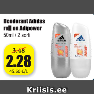Allahindlus - Deodorant Adidas roll on Adipower