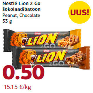 Allahindlus - Nestlé Lion 2 Go šokolaadibatoon