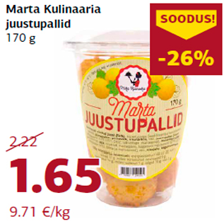 Allahindlus - Marta Kulinaaria juustupallid 170 g