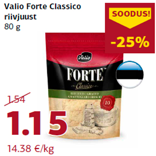 Allahindlus - Valio Forte Classico riivjuust 80 g