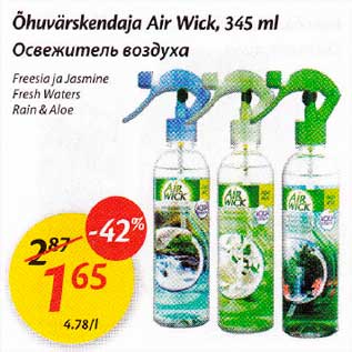 Allahindlus - Õhuvärskendaja Air Wick, 345 ml *Freesio ja Jasmine *Fresh Woters *Rain&Aloe