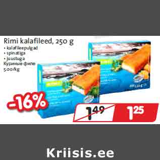 Allahindlus - Rimi kalafileed, 250 g • kalafileepulgad • spinatiga • juustuga