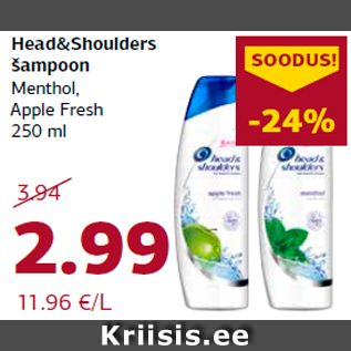 Allahindlus - Head&Shoulders šampoon