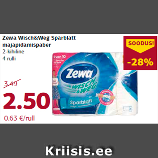 Allahindlus - Zewa Wisch&Weg Sparblatt majapidamispaber