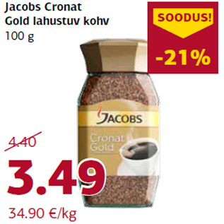 Allahindlus - Jacobs Cronat Gold lahustuv kohv 100 g