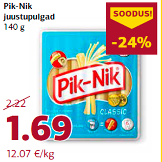 Allahindlus - Pik-Nik juustupulgad 140 g