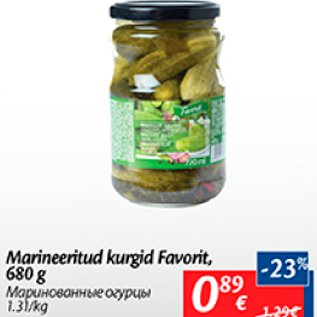 Allahindlus - Marineeritud kurgid Favorit, 680 g