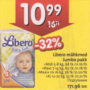 Allahindlus - Libero mähkmed Jumbo pakk