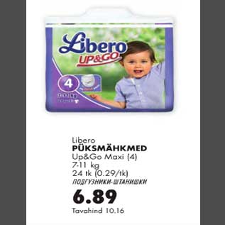 Allahindlus - Libero püksmähkmed Up&Go Maxi