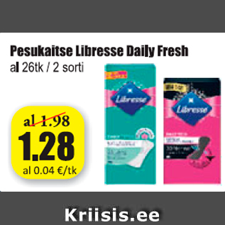 Allahindlus - Pesukaitse Libresse Daily Fresh