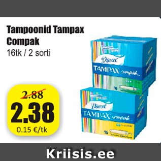 Allahindlus - Tampoonid Tampax Compak