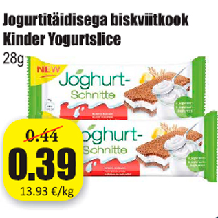 Allahindlus - Jogurtitäidisega biskviitkook Kinder Yogurtslice 28 g