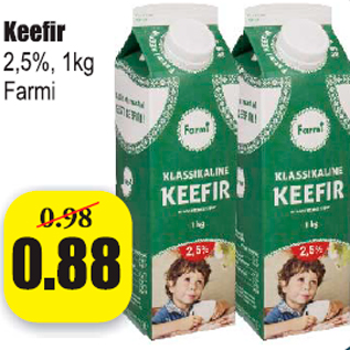Скидка - Кифир 2,5%, 1 кг / Farmi