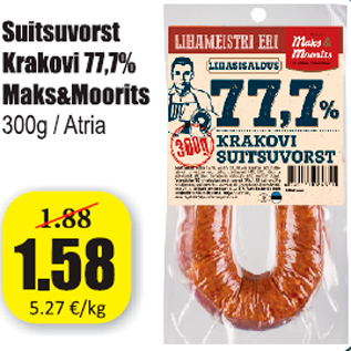Allahindlus - Suitsuvorst Krakovi 77,7% Maks & Moorits