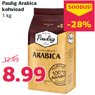 Allahindlus - Paulig Arabica kohvioad 1 kg