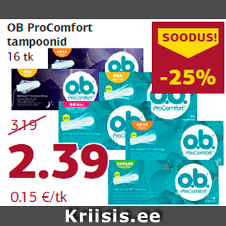 Allahindlus - OB ProComfort tampoonid 16 tk