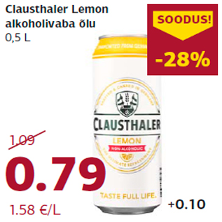 Allahindlus - Clausthaler Lemon alkoholivaba õlu 0,5 L