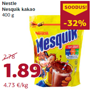 Allahindlus - Nestle Nesquik kakao 400 g