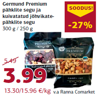 Allahindlus - Germund Premium pähklite segu ja kuivatatud jõhvikatepähklite segu