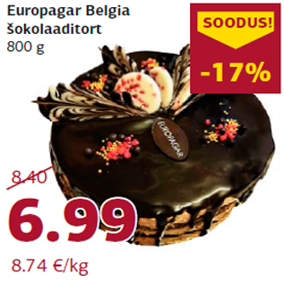 Allahindlus - Europagar Belgia šokolaaditort 800 g