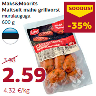 Allahindlus - Maks&Moorits Maitselt mahe grillvorst